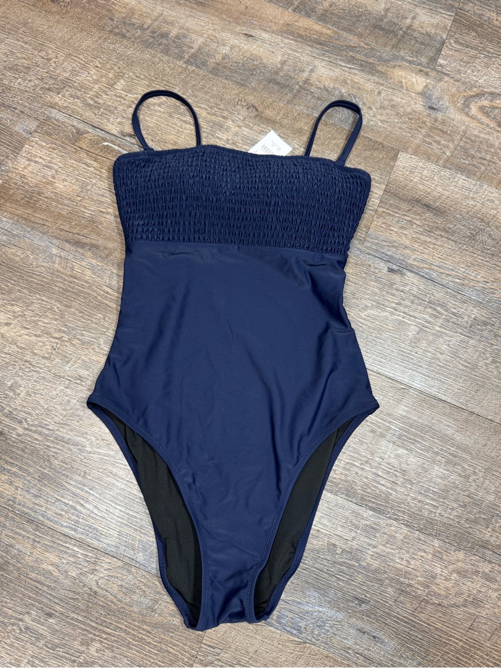 J. Crew Navy Smocked One-Piece Swimsuit Women’s SZ S - Picture 4 of 11